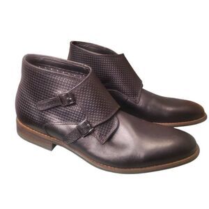 La Milano Gino II Black Leather Monk Strap Shoes  Boots Size 12